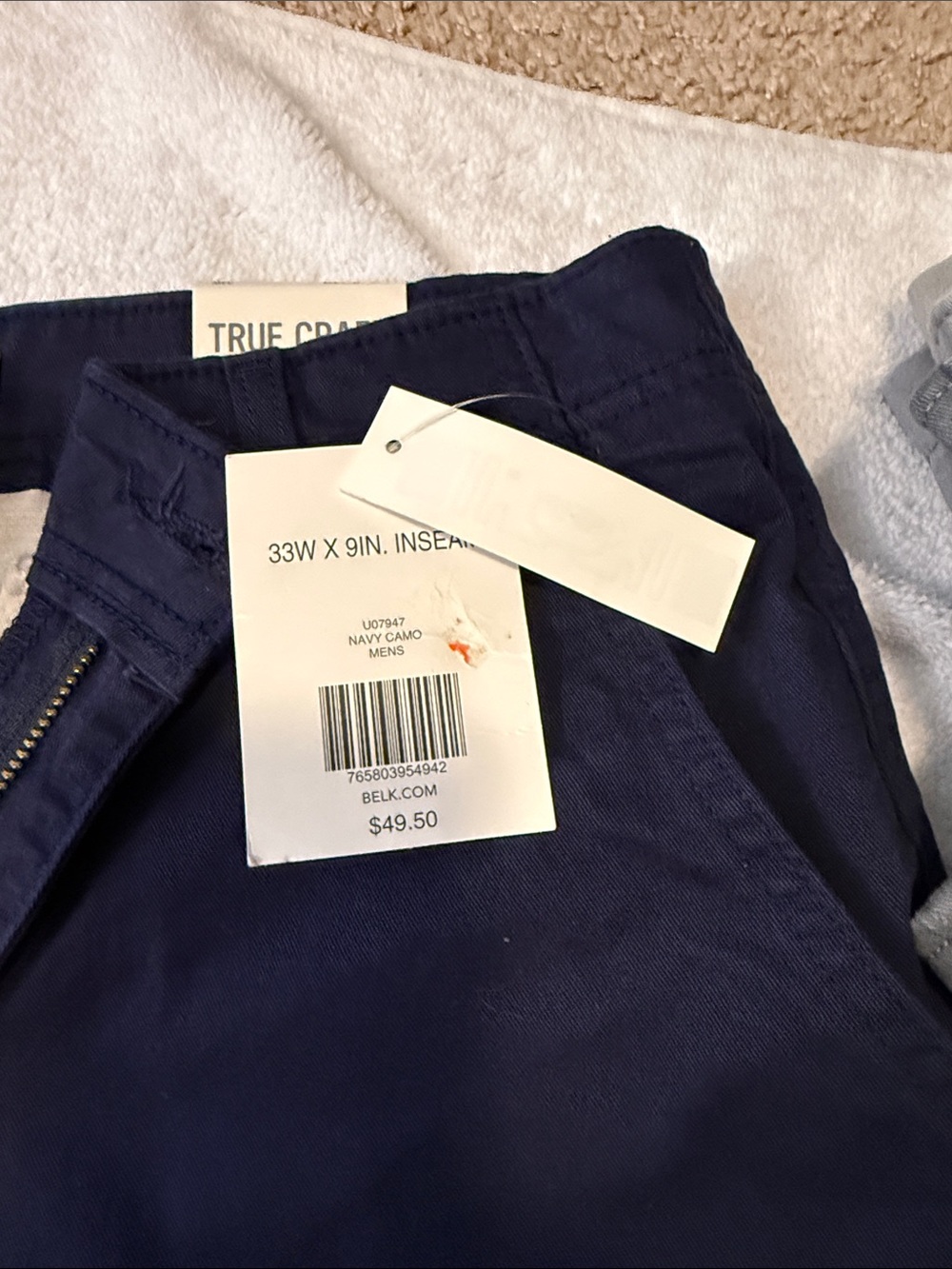True Craft Navy Zipper Fly Chino Shorts - Picture 4 of 4